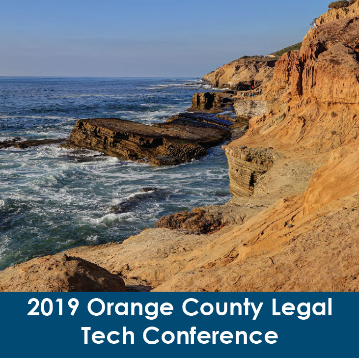 brochure over image of the Orange County Legal Tech Conference