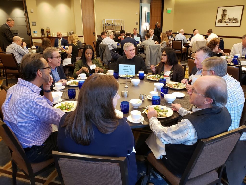 Group of people eating lunch together