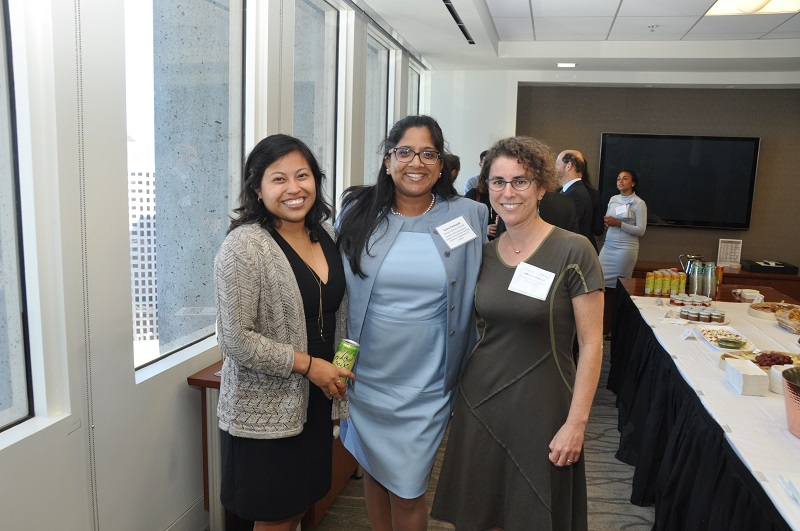 image of Idalmis Vaquero, Suma Peesapati of the California Attorney General’s Office, and Shana Lazerow of Communities for a Better Environment