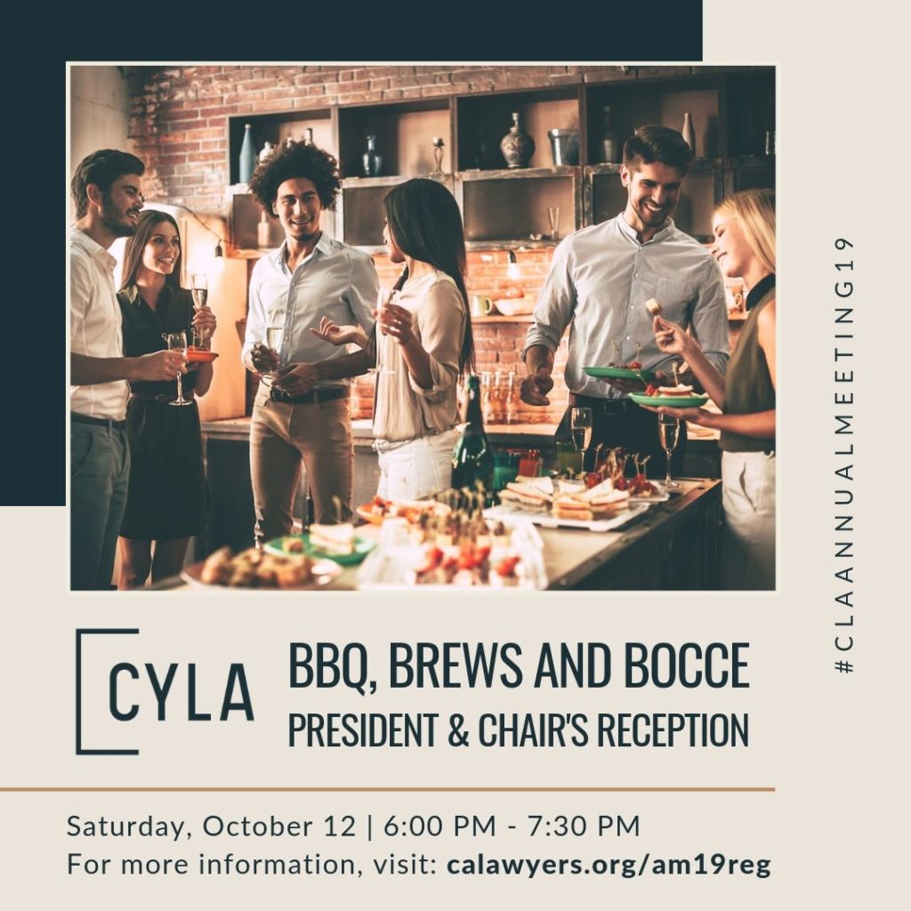 Graphic for Annual Meeting CYLA BBQ, Brews and Bocce President & Chair's Reception
