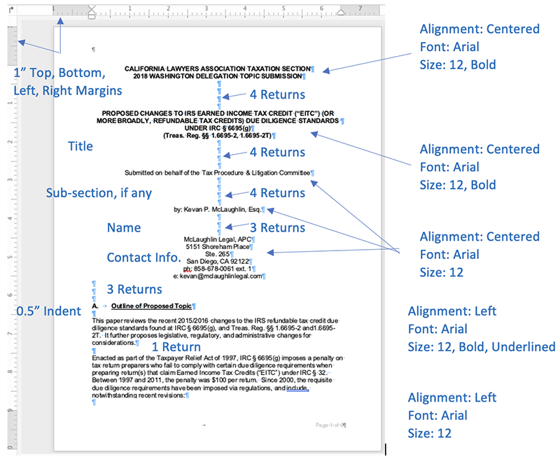 image that shows required margins and format