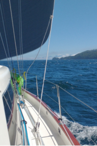 Boat passing through the inside passage in western Canda