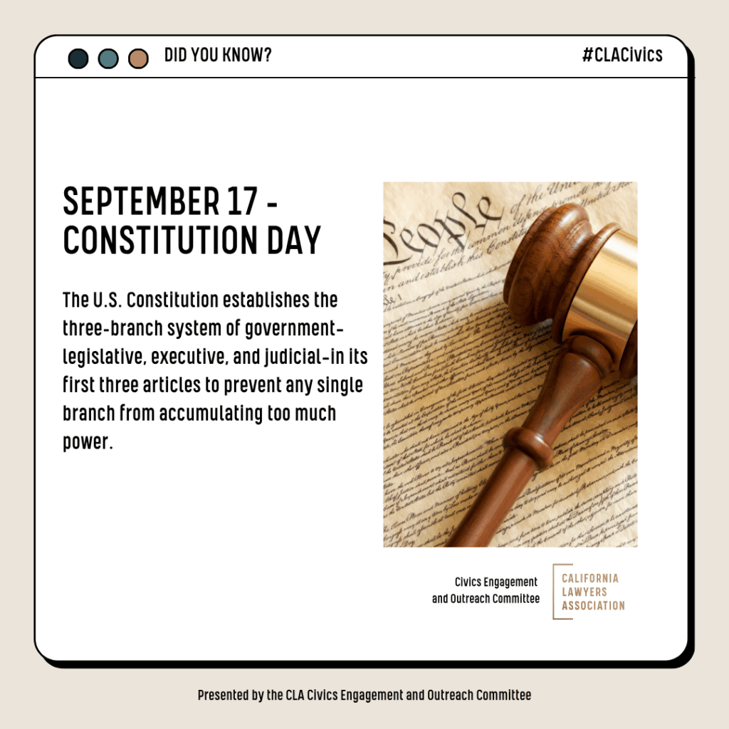 The U.S. Constitution establishes the three-branch system of government—legislative, executive, and judicial—in its first three articles to prevent any single branch from accumulating too much power.