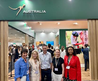 Leuwam Tesfai, far right, with California Public Utilities Commission President Alice Reynolds and members of the Australian delegation from New South Wales